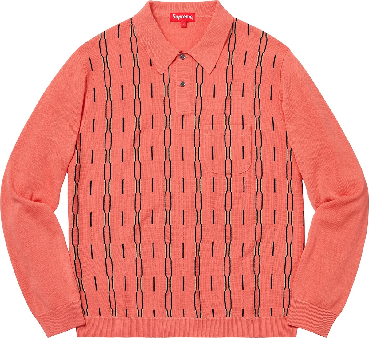 Vertical Stripe Knit L/S Polo view 2